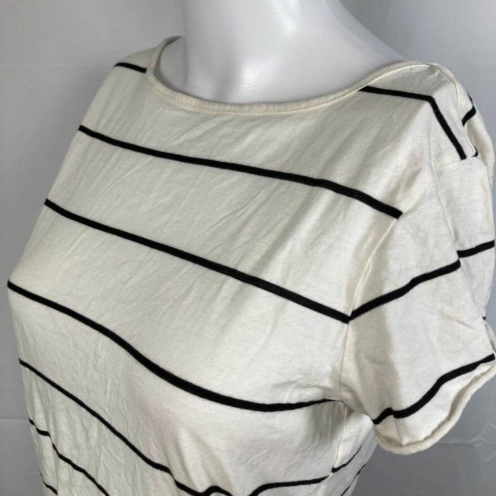 Billabong Dress Womens Sz S White Striped Knit‎ T-shirt Mini Cutout Back - Picture 2 of 9